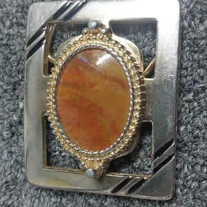 Vintage Orange Stone men's belt buckle